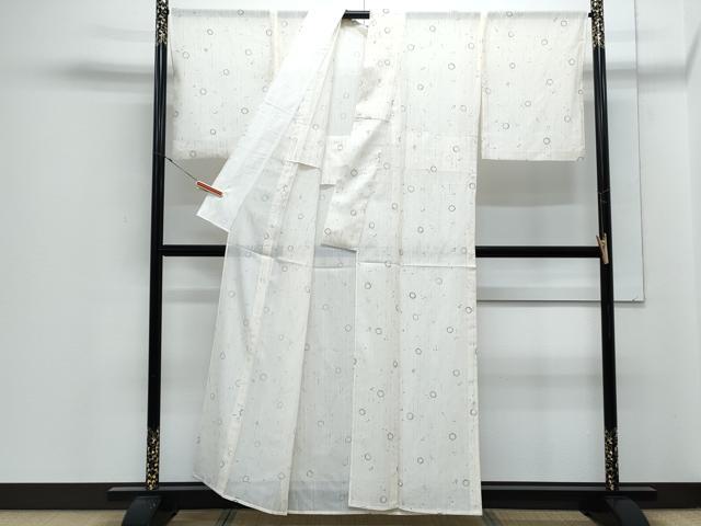 平和屋着物＊夏物　小紋　ぜんまい紬　紗　丸文　正絹　逸品　CABJ1042th