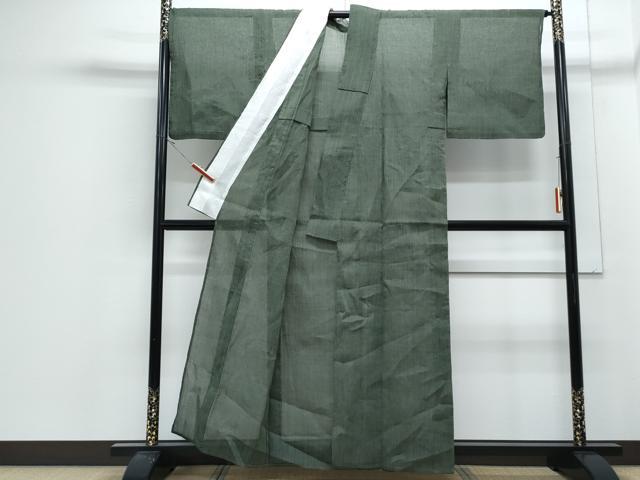 平和屋着物＊夏物　本場小千谷ちぢみ　革色　麻　逸品　CABJ1045th