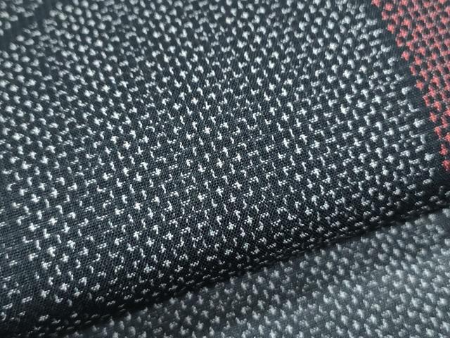 平和屋着物＊夏物　小紋　紗　亀甲文様　黒地　洗える着物　CABJ1047th