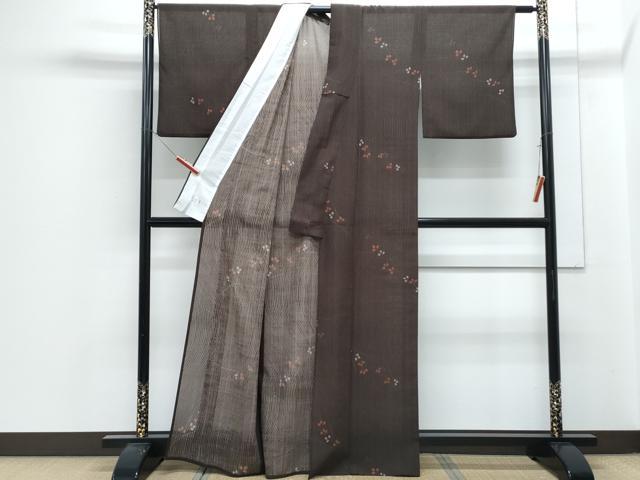 平和屋着物＊洗える最高級着物　＜英＞はなぶさ謹製　夏物　小紋　紗　草葉文　CABJ1049th