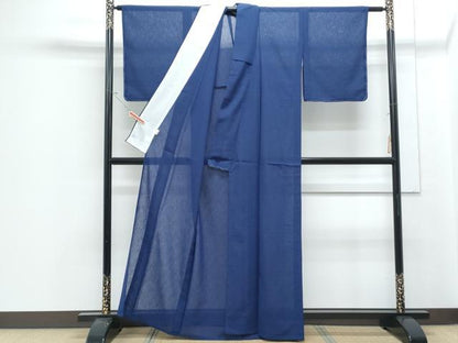 平和屋着物＊夏物　色無地　紗　濃藍色　洗える着物　未使用　CABJ1050th