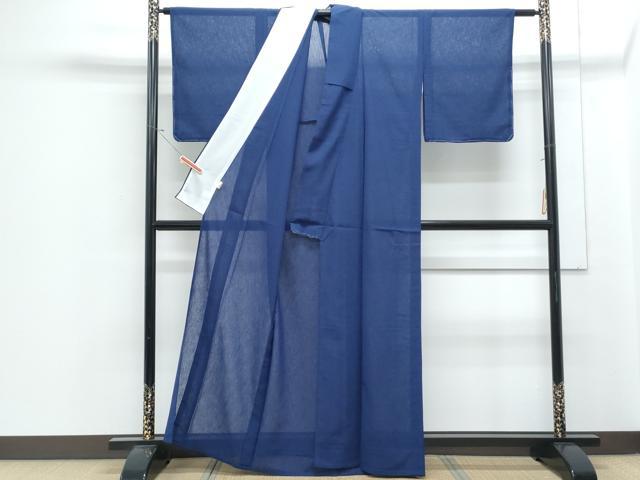 平和屋着物＊夏物　色無地　紗　濃藍色　洗える着物　未使用　CABJ1050th