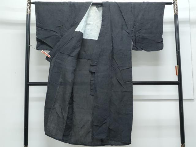 平和屋着物＊夏物　男性　上布　縞　正絹　逸品　CABJ1054th