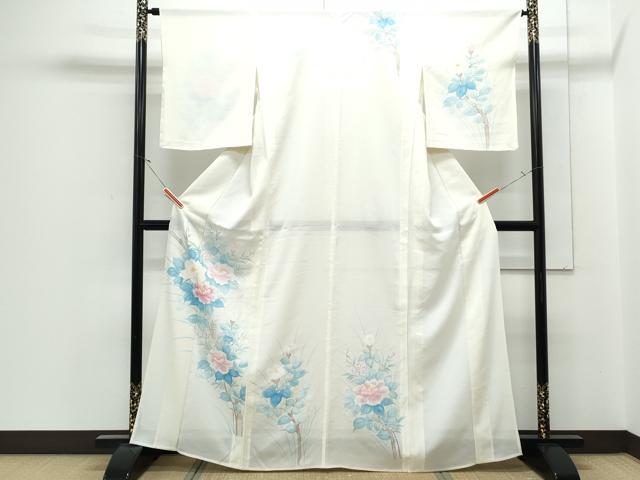 平和屋着物＊夏物　訪問着　絽　手描き　草花文　正絹　逸品　CABJ1061th