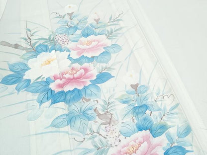 平和屋着物＊夏物　訪問着　絽　手描き　草花文　正絹　逸品　CABJ1061th