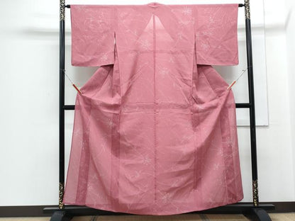 平和屋着物＊夏物　小紋　絽　草花文　正絹　逸品　CABJ1063th
