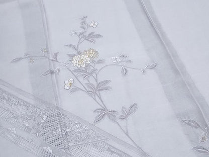 平和屋着物＊夏物　中国三大刺繍　スワトウ刺繍　総刺繍　訪問着　紗紬　草花文　金糸　正絹　逸品　CABJ1065th