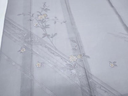 平和屋着物＊夏物　中国三大刺繍　スワトウ刺繍　総刺繍　訪問着　紗紬　草花文　金糸　正絹　逸品　CABJ1065th
