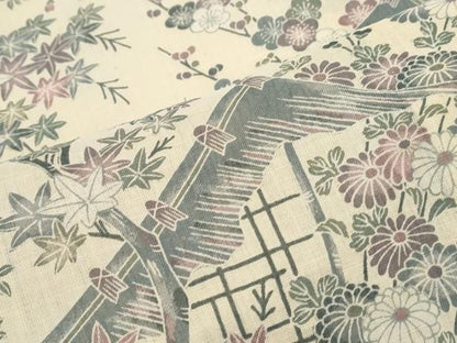 平和屋着物＊夏物　上布　枝花文　麻　逸品　CABJ1067th