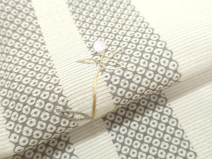 平和屋着物＊夏物　訪問着　刺繍　絽　草花文　正絹　逸品　CABJ1069th