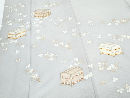 平和屋着物＊夏物　銀座きしや　訪問着　絽縮緬　文箱花文　金彩　正絹　逸品　CABJ1071th