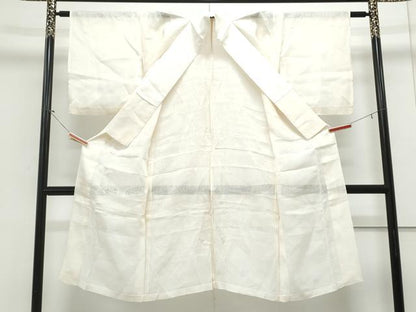 平和屋着物＊夏物　長襦袢　流水花紋紗　象牙色　麻　逸品　CABJ1072th