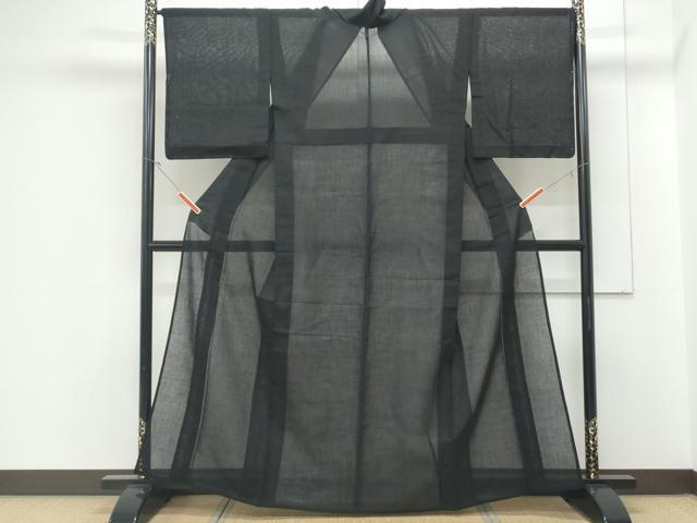 平和屋着物＊夏物　紗紬　暗黒色　正絹　逸品　CABJ1073th