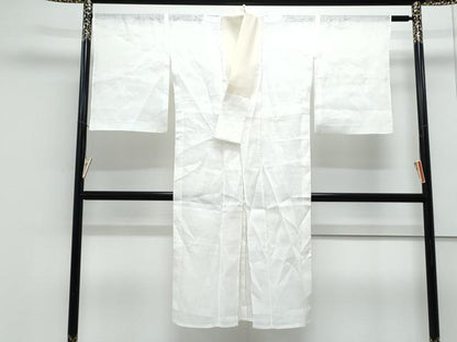 平和屋着物＊夏物　長襦袢　流水花紋紗　象牙色　麻　逸品　CABJ1076th