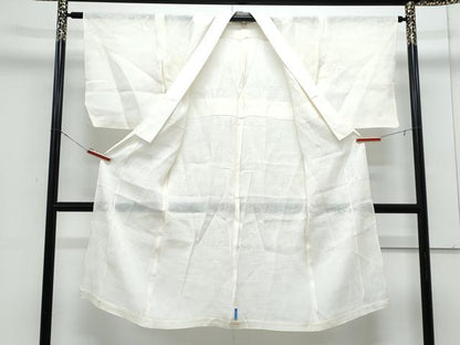 平和屋着物＊夏物　長襦袢　草花紋紗　象牙色　麻　逸品　CABJ1078th