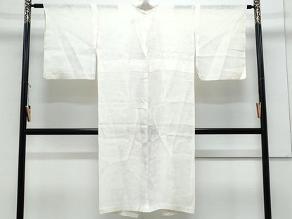平和屋着物＊夏物　長襦袢　草花紋紗　象牙色　麻　逸品　CABJ1078th