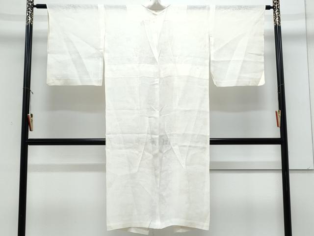 平和屋着物＊夏物　長襦袢　草花紋紗　象牙色　麻　逸品　CABJ1078th