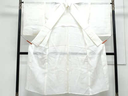 平和屋着物＊夏物　長襦袢　草花紋紗　象牙色　麻　逸品　CABJ1082th