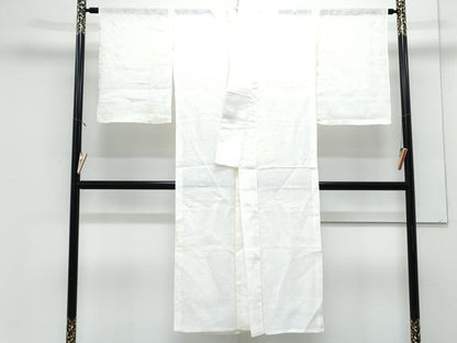 平和屋着物＊夏物　長襦袢　草花紋紗　象牙色　麻　逸品　CABJ1082th