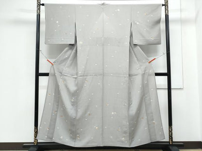 平和屋着物＊夏物　小紋　絽縮緬　雪輪花文　金彩　正絹　逸品　CABJ1086th