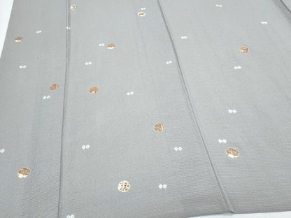 平和屋着物＊夏物　小紋　絽縮緬　雪輪花文　金彩　正絹　逸品　CABJ1086th