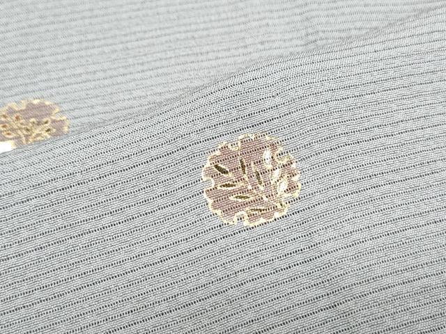 平和屋着物＊夏物　小紋　絽縮緬　雪輪花文　金彩　正絹　逸品　CABJ1086th