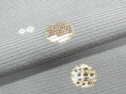 平和屋着物＊夏物　小紋　絽縮緬　雪輪花文　金彩　正絹　逸品　CABJ1086th