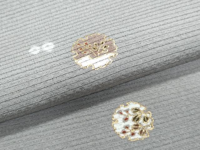平和屋着物＊夏物　小紋　絽縮緬　雪輪花文　金彩　正絹　逸品　CABJ1086th