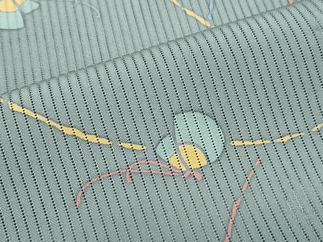 平和屋着物＊夏物　小紋　縦絽　舞蝶文　正絹　逸品　CABJ1087th