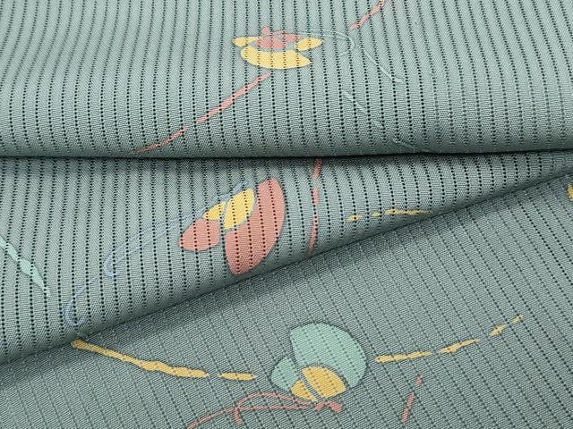 平和屋着物＊夏物　小紋　縦絽　舞蝶文　正絹　逸品　CABJ1087th