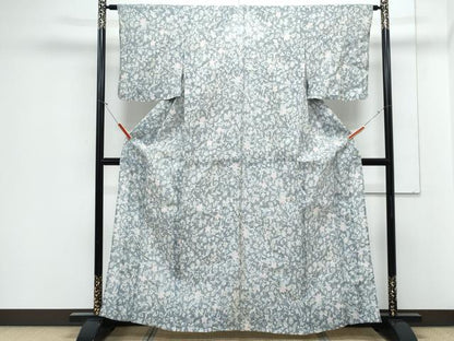 平和屋着物＊夏物　本場小千谷ちぢみ　草花文　麻　逸品　CABJ1088th