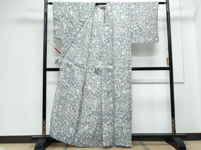 平和屋着物＊夏物　本場小千谷ちぢみ　草花文　麻　逸品　CABJ1088th