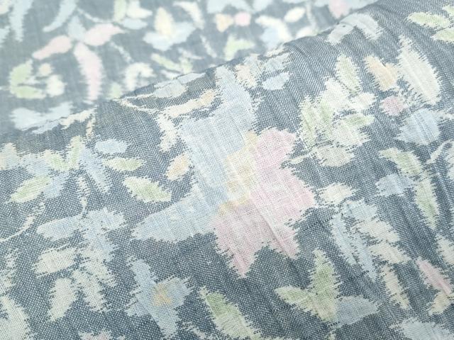 平和屋着物＊夏物　本場小千谷ちぢみ　草花文　麻　逸品　CABJ1088th