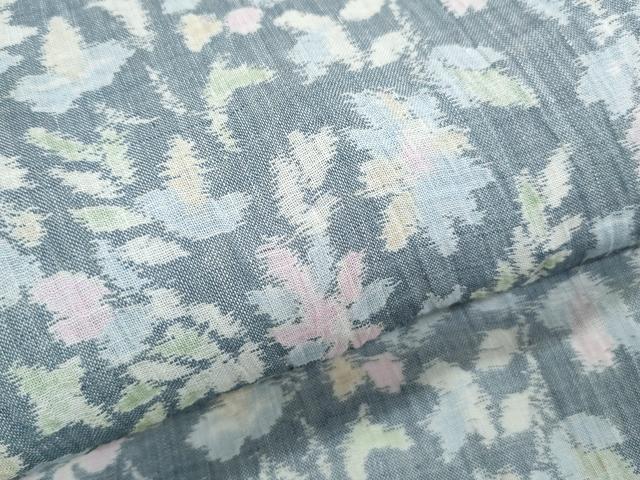 平和屋着物＊夏物　本場小千谷ちぢみ　草花文　麻　逸品　CABJ1088th