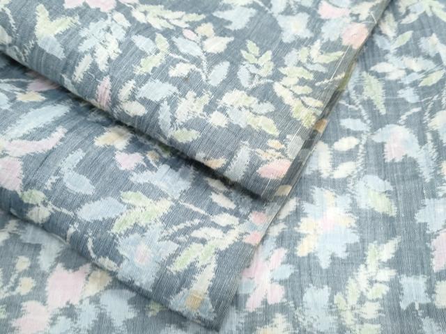 平和屋着物＊夏物　本場小千谷ちぢみ　草花文　麻　逸品　CABJ1088th