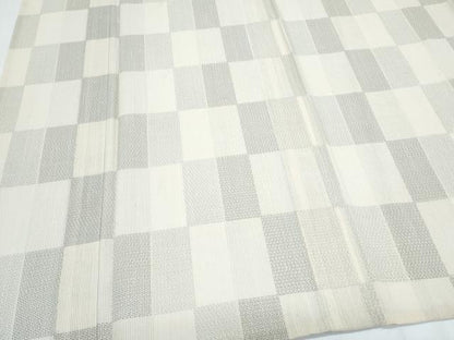 平和屋着物＊夏物　結城紬　夏結城　100亀甲　市松文　ロング丈　正絹　逸品　CABJ1091th