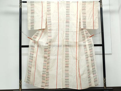 平和屋着物＊夏物　本場小千谷ちぢみ　吉祥間道　麻　逸品　CABJ1093th