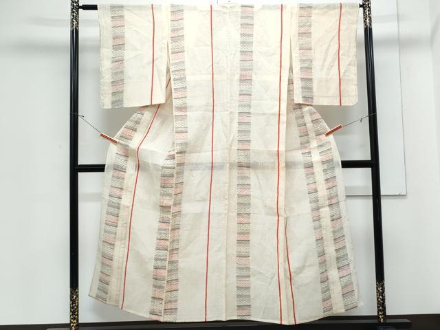 平和屋着物＊夏物　本場小千谷ちぢみ　吉祥間道　麻　逸品　CABJ1093th