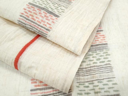 平和屋着物＊夏物　本場小千谷ちぢみ　吉祥間道　麻　逸品　CABJ1093th