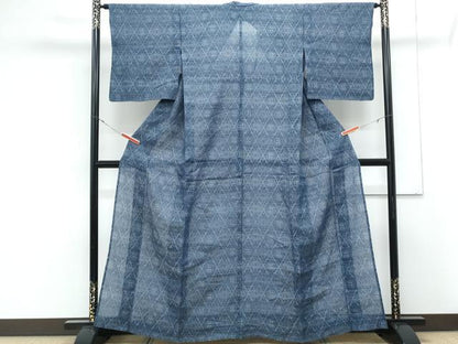 平和屋着物＊夏物　本場小千谷ちぢみ　籬花文　麻　逸品　CABJ1094th