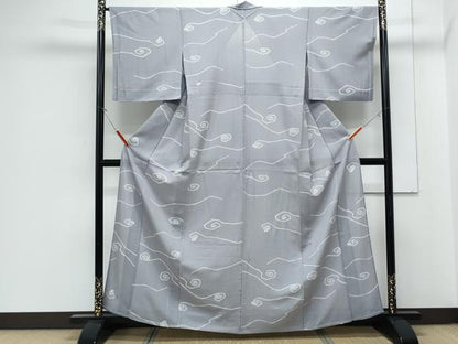 平和屋着物＊夏物　小紋　紗綾形紋紗　渦巻き文　正絹　逸品　CABJ1095th