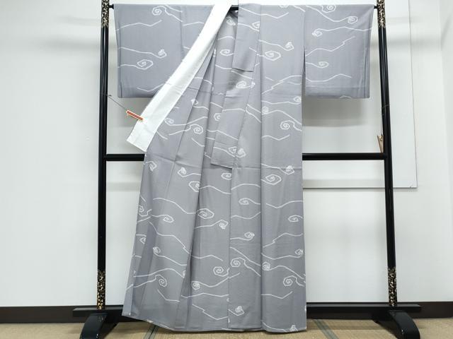 平和屋着物＊夏物　小紋　紗綾形紋紗　渦巻き文　正絹　逸品　CABJ1095th