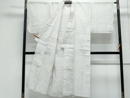 平和屋着物＊夏物　男性　本場小千谷ちぢみ　蚊絣　証紙付き　麻　逸品　CABJ1096th