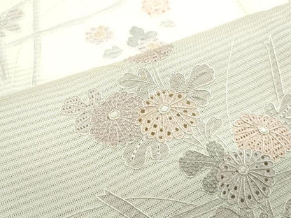 平和屋着物＊夏物　中国三大刺繍　スワトウ相良刺繍　総刺繍　訪問着　絽　草花文　暈し染め　正絹　逸品　CABJ1098th