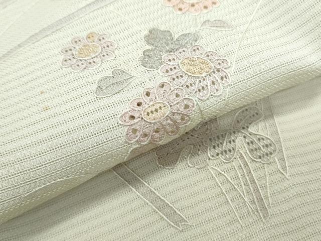 平和屋着物＊夏物　中国三大刺繍　スワトウ相良刺繍　総刺繍　訪問着　絽　草花文　暈し染め　正絹　逸品　CABJ1098th