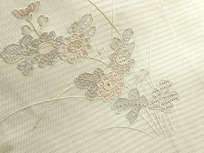平和屋着物＊夏物　中国三大刺繍　スワトウ相良刺繍　総刺繍　訪問着　絽　草花文　暈し染め　正絹　逸品　CABJ1098th