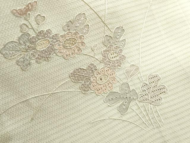 平和屋着物＊夏物　中国三大刺繍　スワトウ相良刺繍　総刺繍　訪問着　絽　草花文　暈し染め　正絹　逸品　CABJ1098th