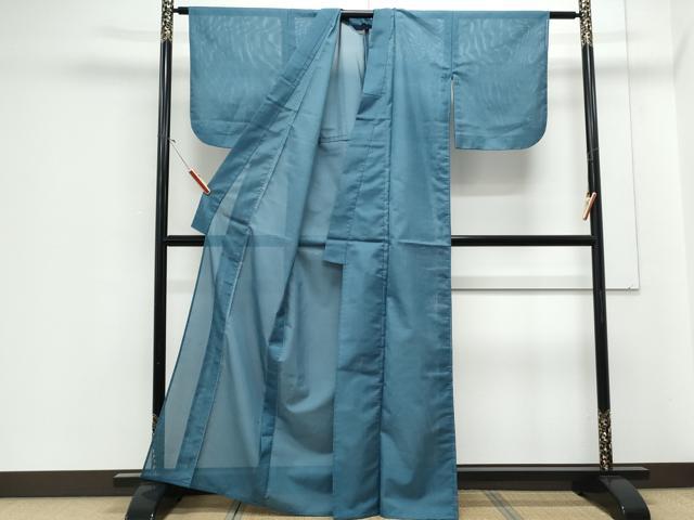 平和屋着物＊夏物　色無地　絽　藍色　洗える着物　CABJ1107th