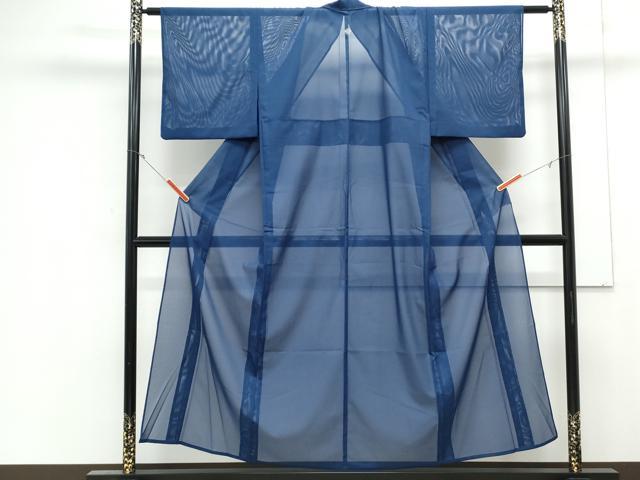 平和屋着物＊夏物　色無地　絽　瑠璃紺色　洗える着物　CABJ1110th