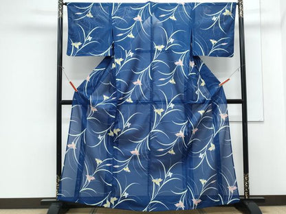 平和屋着物＊夏物　小紋　絽　草花文　洗える着物　CABJ1111th